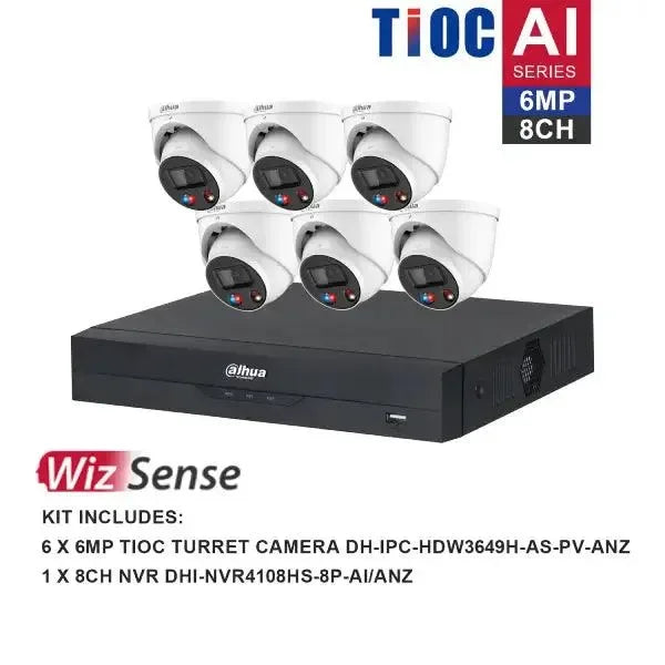 Dahua 6MP CCTV KIT 8 CH NVR, 6 X TIOC Turret Cameras