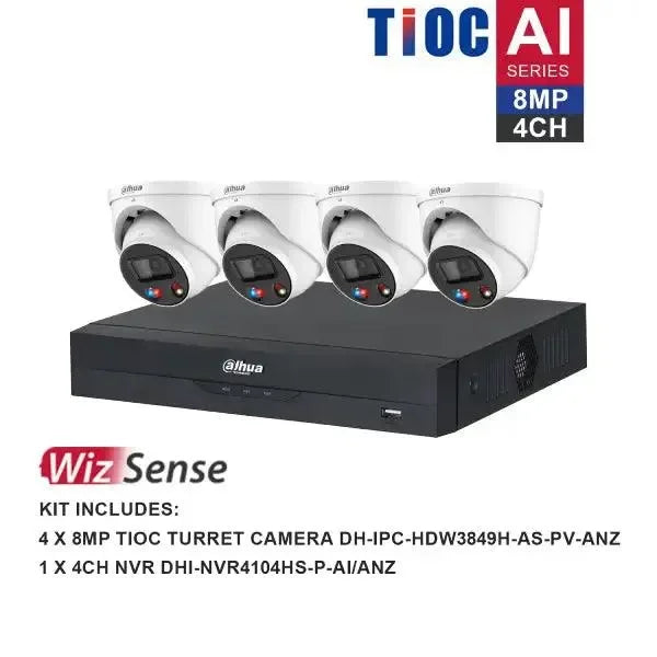 Dahua 8MP CCTV KIT 4 CH NVR, 4 X TIOC Turret Cameras