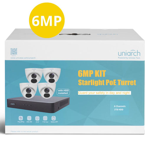 Uniarch 8Ch kit with 4 x 6MP Starlight Turret (in a kit box), Kit-UNA-8063W-CCTV Kit-Uniarch-CTC Communications