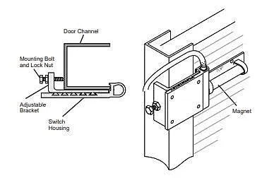 Sentrol 2302A-L Curtain door overhead contact with stainless steel armored cable