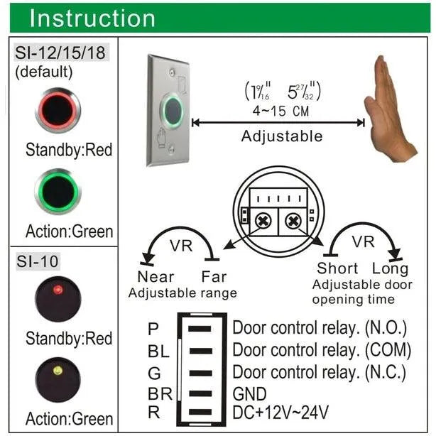 Touch-less Infrared Exit button, Double-colored LED light, SL-25P