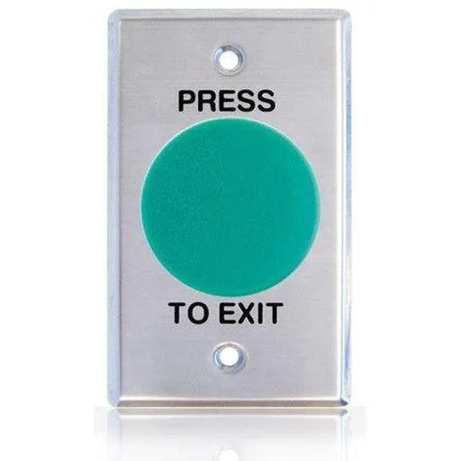 Smart ARLSWP-21G Press to Exit Green mushroom head on curved edge standard stainless steel plate, IP65