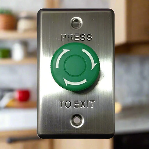 Smart ARLSWP-23G Twist-to-Release Button Green Mushroom Head on Curved Edge Standard Stainless Steel Plate