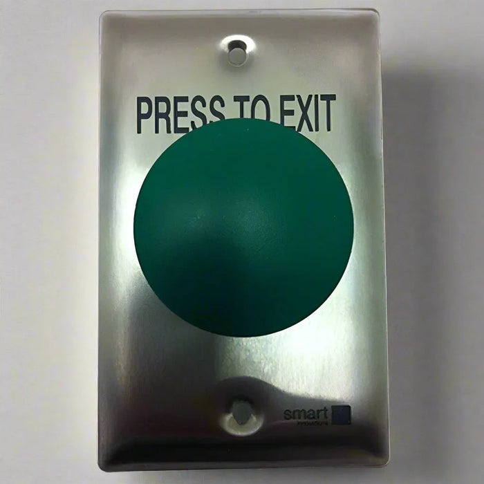 Smart 8130G Press to Exit Weather Proof IP67 Green Dome Head on Curved Standard Stainless Steel Plate