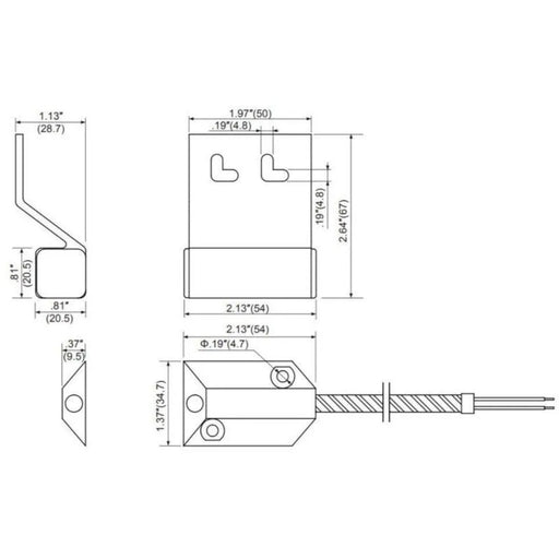 TANE 86‑MINI‑18 Mini Surface Mount Roller Door Reed Switch, Metal Housing, 64 mm Gap, NC Output