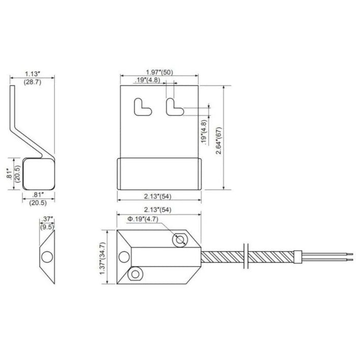 TANE 86‑MINI‑18 Mini Surface Mount Roller Door Reed Switch, Metal Housing, 64 mm Gap, NC Output