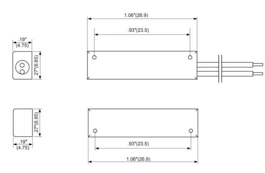 TANE 45-WH Ultra Mini Surface Mount Magnetic Reed Switch, White Plastic, ~32 mm Gap, Normally Closed Output,