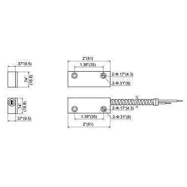 TANE MET‑201BAR Heavy‑Duty Surface Mount Armoured Magnetic Reed Switch, Metal Housing, 30 mm Gap, Normally Closed Contact