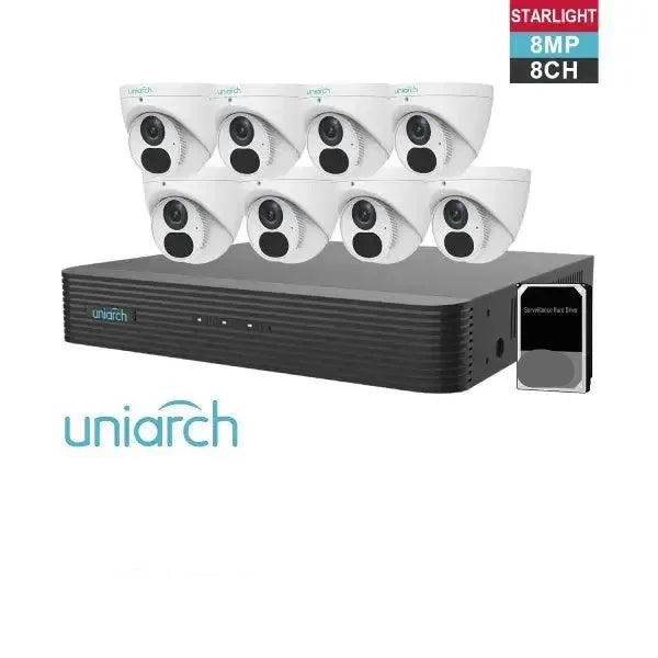 Uniarch 8MP CCTV Kit 8 CH NVR, 8 x Turret Cameras