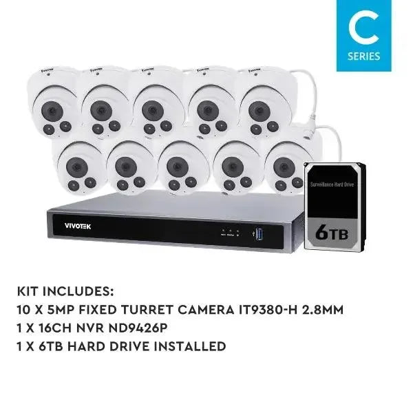 Vivotek 5MP Surveillance Kit, 16 Channel, Fixed Turret Kit-VIVO-5MP16106T