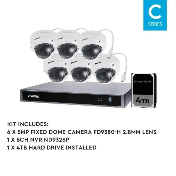 Vivotek 5MP Surveillance Kit, 8 Channel, Fixed Dome Kit-VIVO-5MP8064D