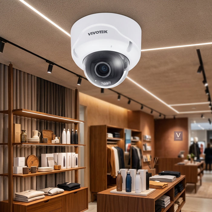 Vivotek FD9389-EHTV-V3 5MP outdoor AI dome camera with motorised lens and built-in microphone