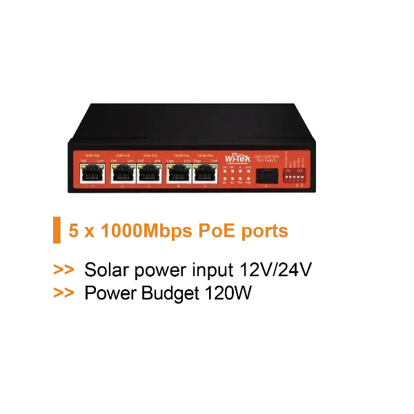 WI-TEK Giga 5 Ports UPS POE Switch 15A, WI-PS306GF-UPS-15A
