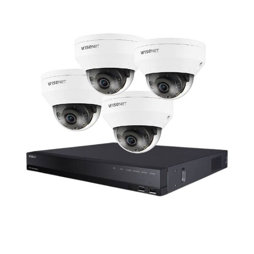 Wisenet Samsung CCTV Kit, 8 Channel Network Recorder, 4 x 4MP Dome Cameras