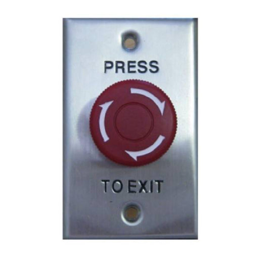 Press to Exit Button Big Mushroom Red Twist to Reset, Stainless Steel Plate, SMART7030R