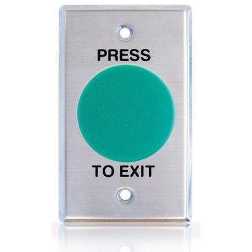 Smart Press to Exit Momentary Mushroom Green Button Flat S/S Plate, WEL2220G