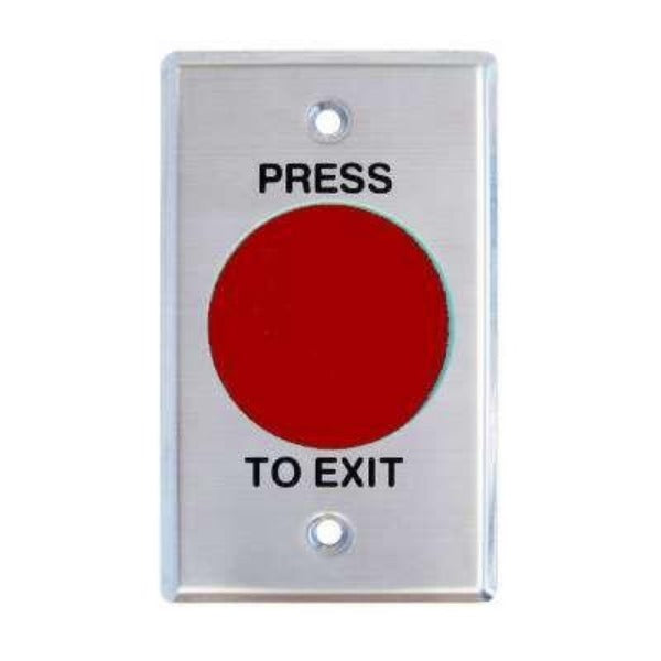 Smart Press to Exit Momentary Mushroom Red Button Flat S/S Plate, WEL2220R
