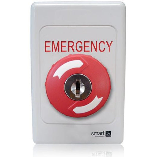 Smart Red Key-to-Release Button on Engraved Plastic Plate, SMART4375