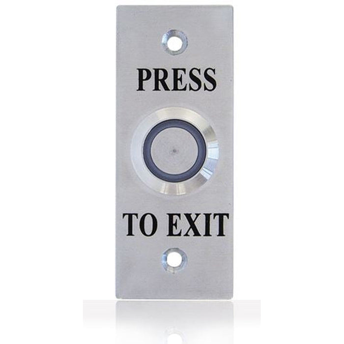 Smart Press to Exit Red Illuminated LED Flush Button Switch on Stainless Steel Architrave, WES1911R