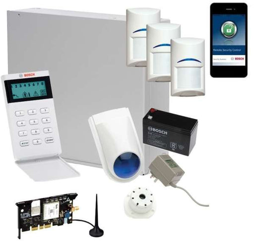 Bosch Solution 3000 Alarm System with 3 x Gen 2 Quad Detectors+ Icon Code pad+GSM Module